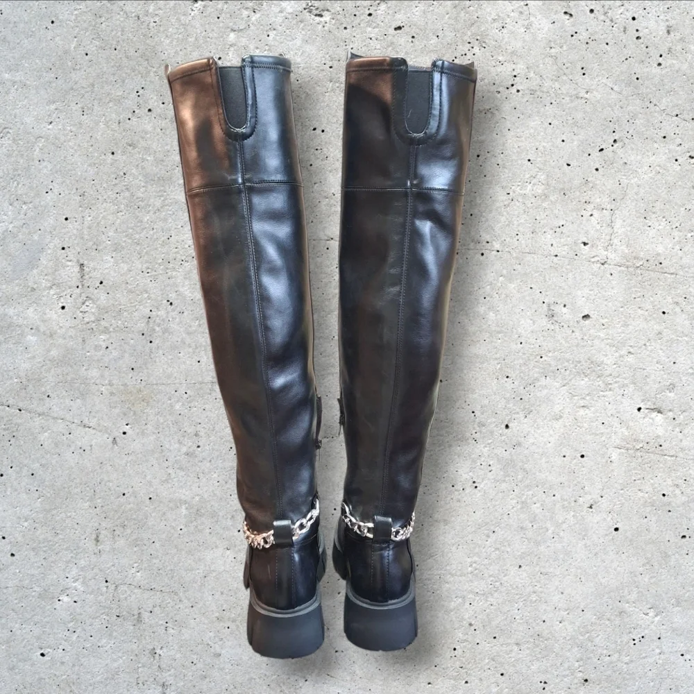 GBG Los Angeles Coen Thigh High With Chain Black Platform Boots Women Size 10